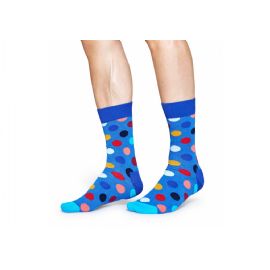 Modré ponožky Happy Socks s barevnými puntíky, vzor Big Dot Sock, M-L (41-46)