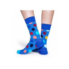 Modré ponožky Happy Socks s barevnými puntíky, vzor Big Dot Sock, M-L (41-46)