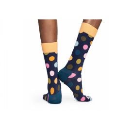 Tmavě modré ponožky Happy Socks s barevnými puntíky, vzor Big Dot Sock, M-L (41-46)
