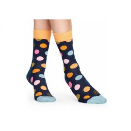 Tmavě modré ponožky Happy Socks s barevnými puntíky, vzor Big Dot Sock, M-L (41-46)