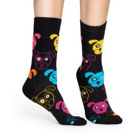 Černé ponožky Happy Socks s barevnými pejsky,  vzor Dog Sock, M-L (41-46)