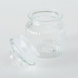 Skladovací skleněná dóza Boltze sklo čirá výška 15 cm (cena za ks)