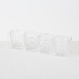 Skleněný svícen Boltze sklo, průměr 7,5x7cm (set/4ks)