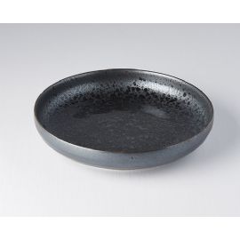 Black Pearl hluboký talíř s vysokým okrajem Made in Japan, průměr 22 cm, výška 4,5 cm, keramika, handmade