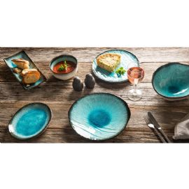 Blue talíř na sushi Made in Japan, 21,5x13,5cm, výška 2cm, keramika, handmade