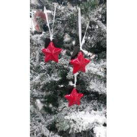 Vánoční ozdoba na zavěšení hvězda Stardeco červená 6x6cm
