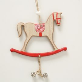 Vánoční ozdoba dřevěný houpací koník Boltze, výška koníka 10 cm (cena za ks)