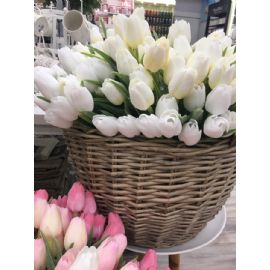 Umělá květina Edwilan tulipán, barva krémově bílá, výška 44cm