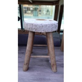 Dřevěná stolička Boltze, výška 45cm, průměr 31cm, mango, ruční výroba