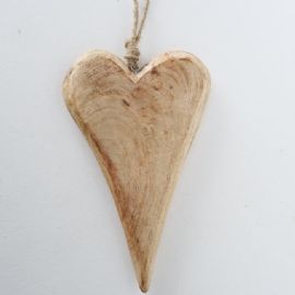 Dekorační předmět srdce na zavěšení Serafina Boltze, šířka 10 cm, délka15 cm, mango (cena za ks)