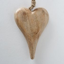Dekorační srdce na zavěšení Serafina Boltze, šířka 13cm, délka 20cm, mango (cena za ks)
