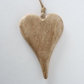 Dekorační předmět srdce na zavěšení Serafina Boltze, šířka 16 cm, délka 24 cm, mango (cena za ks)