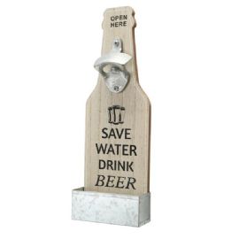Dřevěný otvírák na láhve od piva, výška 30 cm, délka 10 cm, šířka 4 cm