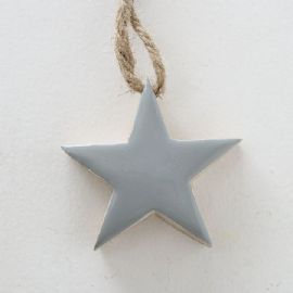 Dekorační hvězda Boltze na zavěšení, délka 5 cm, výška 2 cm, mango, šedá