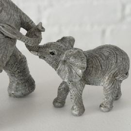 Dekorativní předmět Fanio sloní rodina, výška 19 cm, délka 30 cm, polyresin, světle šedá