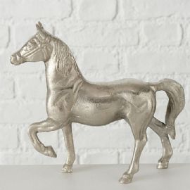 Dekorační předmět kůň Boltze Farbow, výška 21 cm, šířka 23 cm, hloubka 5 cm, poniklovaný hliník
