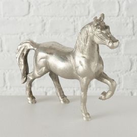 Dekorační kůň Boltze Farbow, výška 21cm, šířka 23cm, hloubka 5cm, poniklovaný hliník