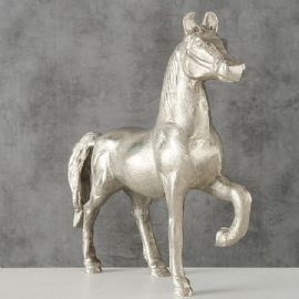 Dekorační předmět kůň Boltze Farbow, výška 21 cm, šířka 23 cm, hloubka 5 cm, poniklovaný hliník