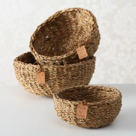 Košík Boltze Sophy výška 8cm, průměr 20cm, mořská tráva přírodní