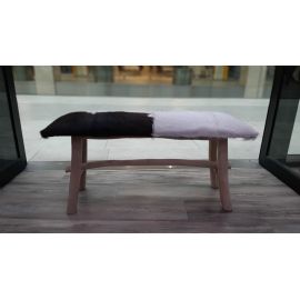 Lavice TEAK s potahem - kozí kůže, v. 45cm, š. 100cm, h. 30cm, každý kus je originál, barva kůže se může měnit