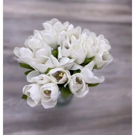 Umělá květina Stardeco svazek tulipánů 37 cm, bílá