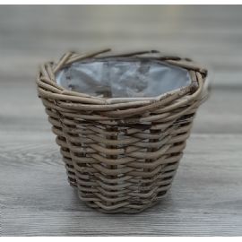 Proutěný obal na květináč s igelitovou výplní, výška 16cm, průměr 20cm (vnitřní 15cm)