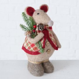 Vánoční dekorace myš Leo a Leonie výška 24cm, 2 druhy (cena za ks)