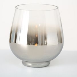 Svícen Grazia, výška 15cm, lakované sklo, čirá, stříbrná (cena za ks)