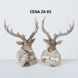 Dekorace jelen Peterle výška 24cm, délka 19cm, polyresin, 2 druhy (cena za ks)