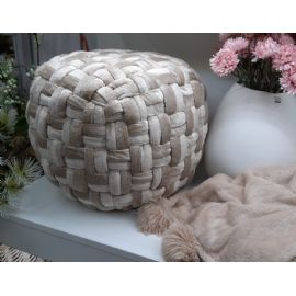 Puf Crochet výška 35cm, šířka 49,5cm, béžová