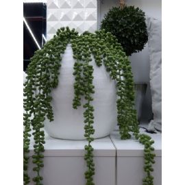 Cementová kulatá bílá váza, výška 28cm, délka 30cm