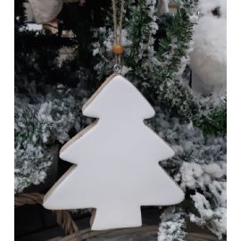 Vánoční ozdoba na zavěšení stromeček 17cm, mango, bílá