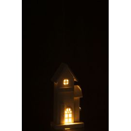Dřevěný domeček s LED světlem výška 35,5cm, šířka 17cm