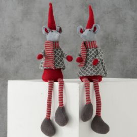 Vánoční dekorace myš Dagny výška 48cm, holka, kluk, 2 druhy (cena za ks)