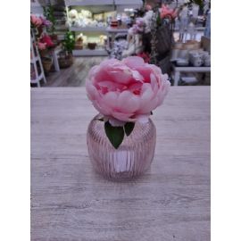 Skleněná váza J-line Ridges 11x11x11cm, růžová