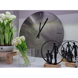 Nástěnné hodiny J-line kovové 76,5cm, šířka 4cm, tmavě šedá