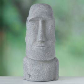 Dekorační předmět socha Ouvar, výška 62 x 28 x 31 cm, magnesia, šedá, velikonoční ostrov