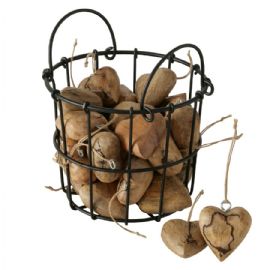 Dřevěné dekorační srdce na zavěšení 5x5x2 cm, mango (cena za ks)