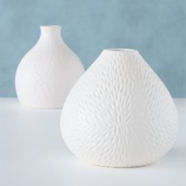 Keramická váza Boltze Salina 16cm, průměr 15cm, bílá matná, 2 druhy (cena za ks)