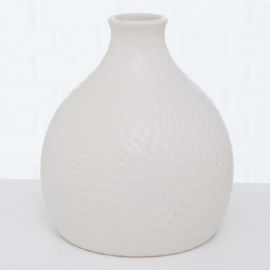 Keramická váza Boltze Salina 16cm, průměr 15cm, bílá matná, 2 druhy (cena za ks)
