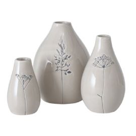 Keramická váza set 3 ks, šedobéžová