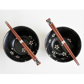 Set misek s hůlkami Made in Japan Black 2 ks, keramika, handmade
