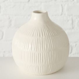 Váza Kaylee výška 12cm, průměr 12cm, 2 druhy, keramika (cena za ks), béžová, bílá