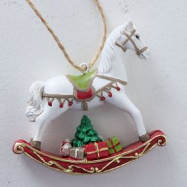 Vánoční ozdoba na zavěšení koník, 7x1,5cm, 4 druhy (cena za ks)