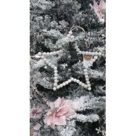 Vánoční ozdoba na zavěšení hvězda z korálků, 28x1,5cm, dřevo, 2 druhy (cena za ks)