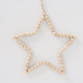 Vánoční ozdoba na zavěšení hvězda z korálků, 28x1,5cm, dřevo, 2 druhy (cena za ks)
