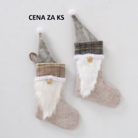 Vánoční ozdoba na zavěšení ponožka Theobert 30x20cm, 2 druhy (cena za ks)