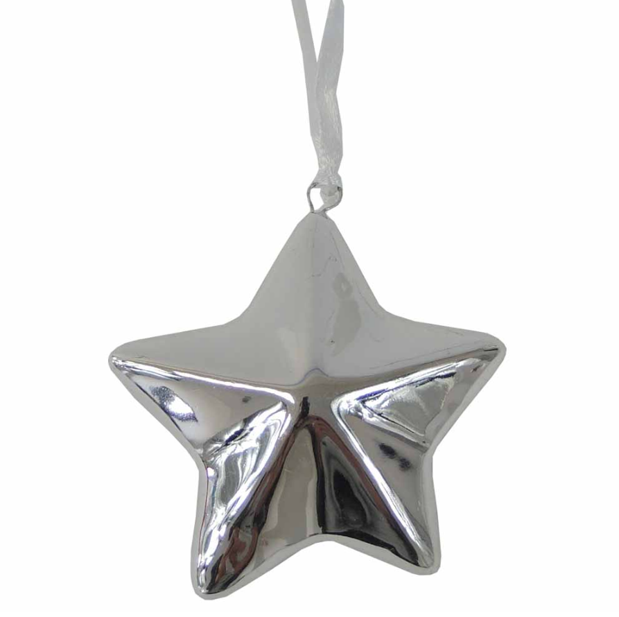 Vánoční ozdoba na zavěšení hvězda Stardeco stříbrná 6x6cm